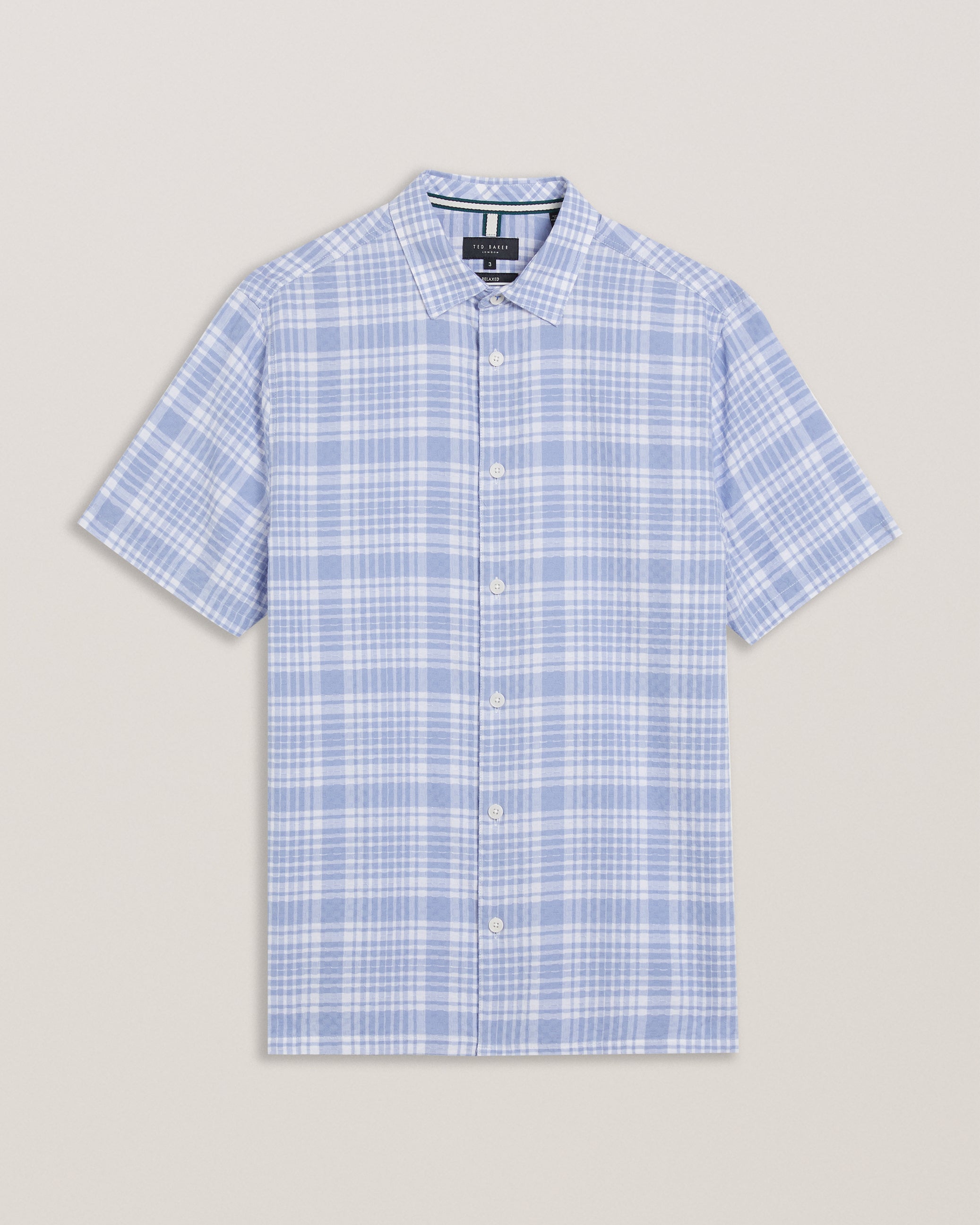 Men's Olivere-Ss Relaxed Fit Block Check Shirt Blue