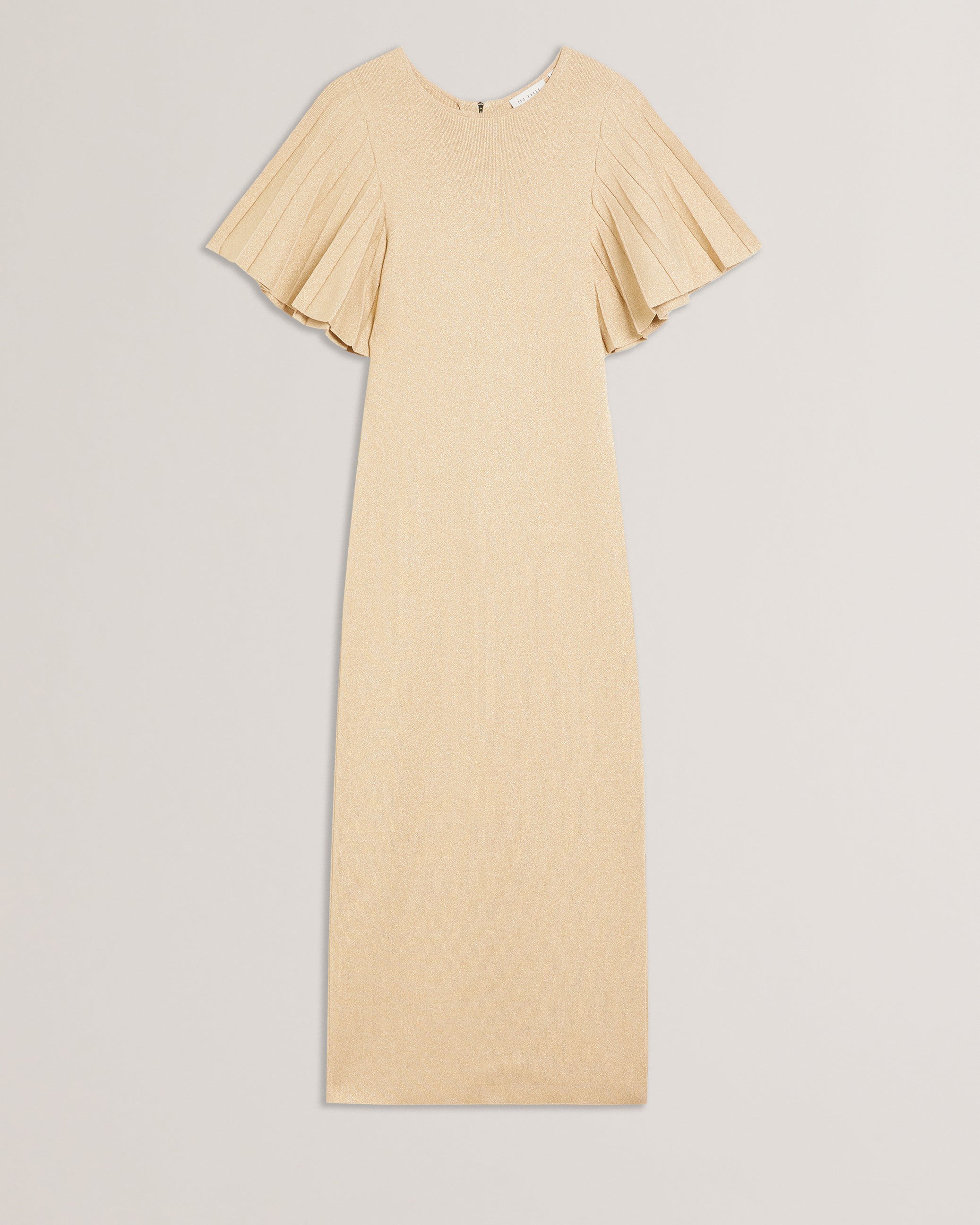 Women's Adilade-Fluted Sleeve Lurex Bodycon Midi Gold