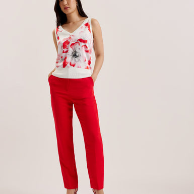 Women's Heidiii-Woven Front V Neck Printed Tank Ivory