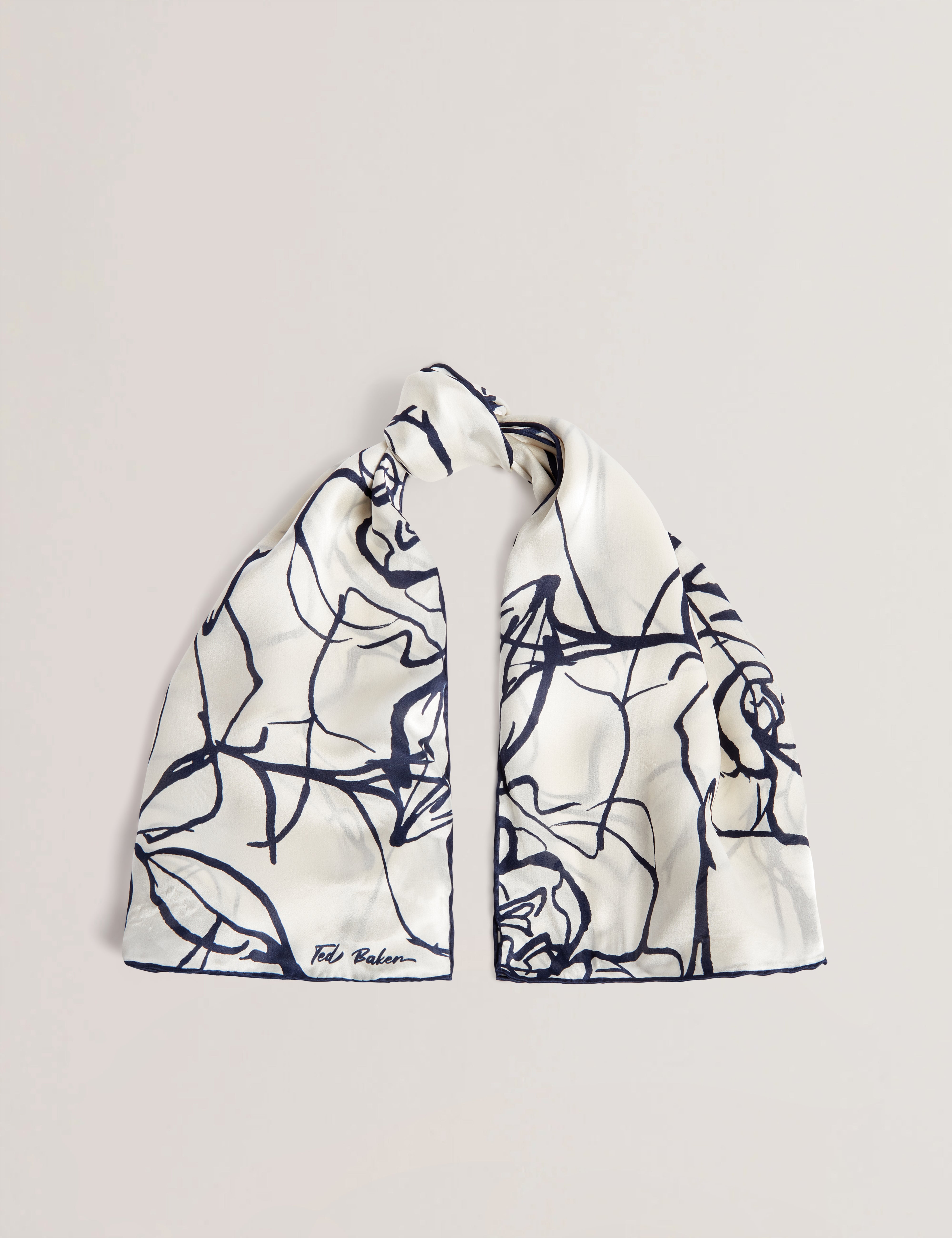 Women's DENNISE-Linear Rose Silk Square Scarf