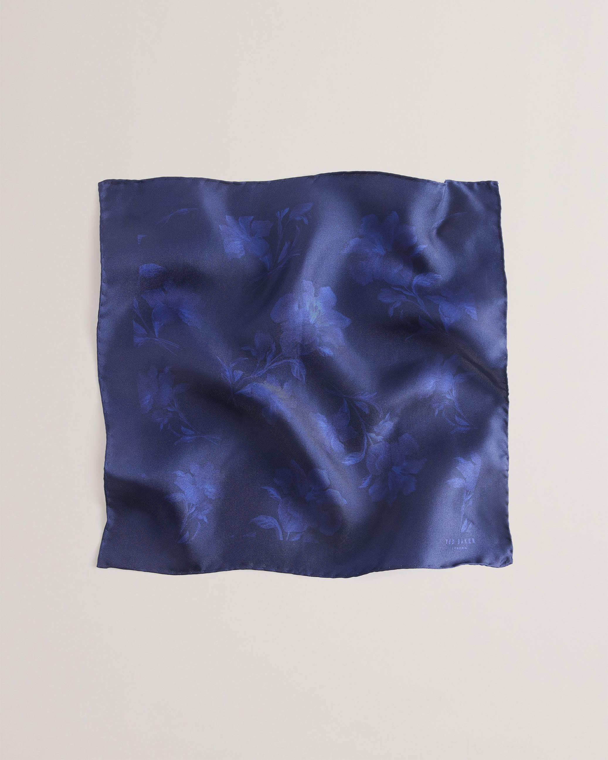 Men's Austins-Flora Print Silk Pocket Square Navy