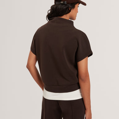 HALIYY: Cupro Funnel Neck Sweat Tee