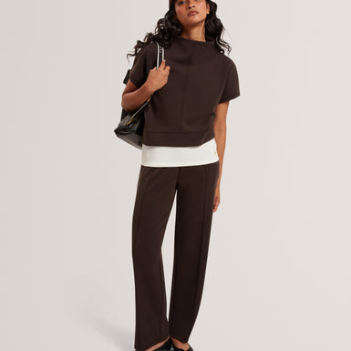 HALIYY: Cupro Funnel Neck Sweat Tee