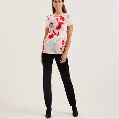 Women's Sindhaa-Printed Short Sleeve Fitted Tee Ivory