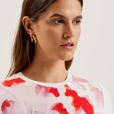 Women's Sindhaa-Printed Short Sleeve Fitted Tee Ivory