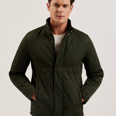 Men's Zampa-Quilted Funnel Jacket Mid-Green