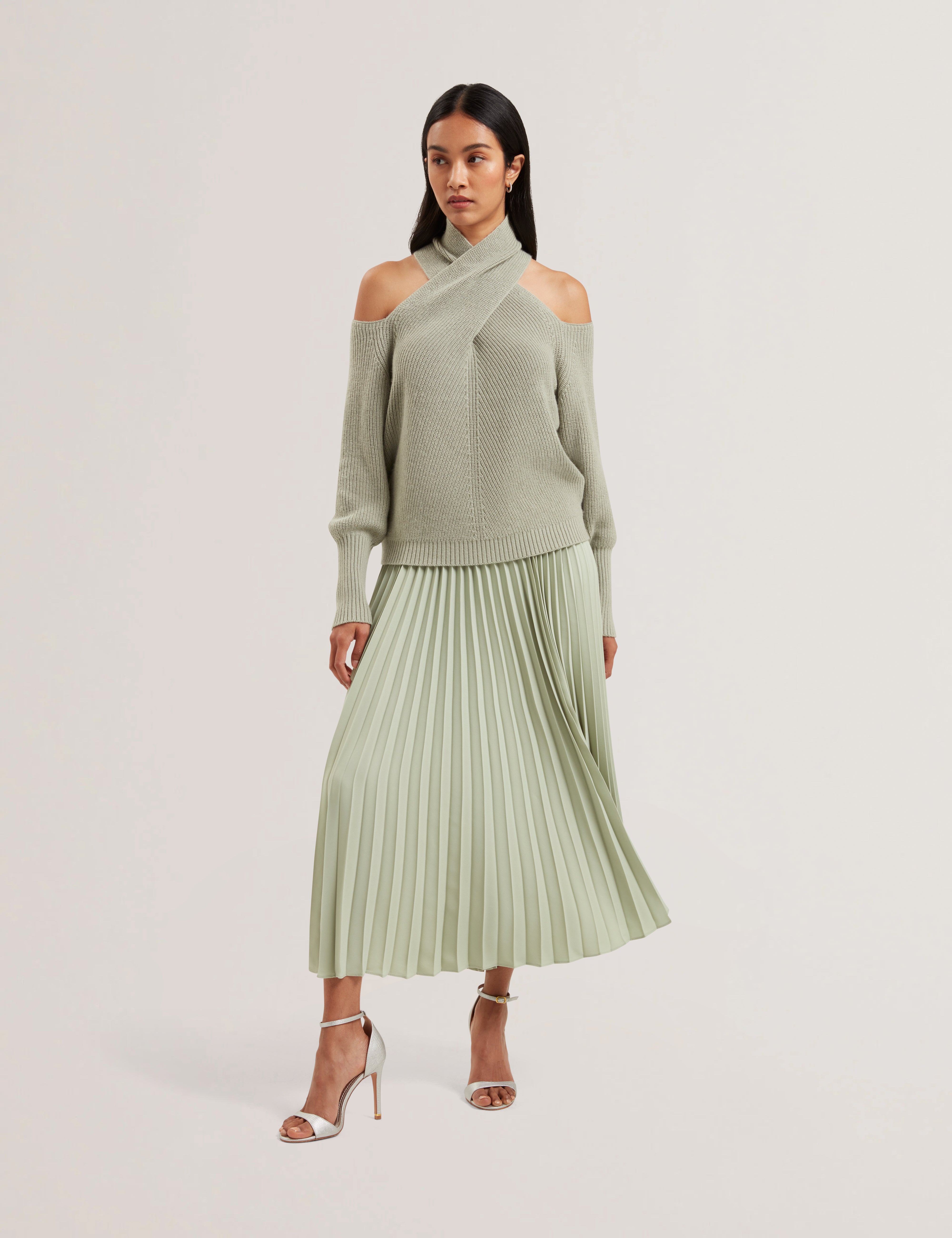 Women's SIKO-Pleated Midi Elasticated Waistb