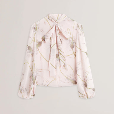 Women's ALATI-Printed Tie Neck Long Sleeve Blouse