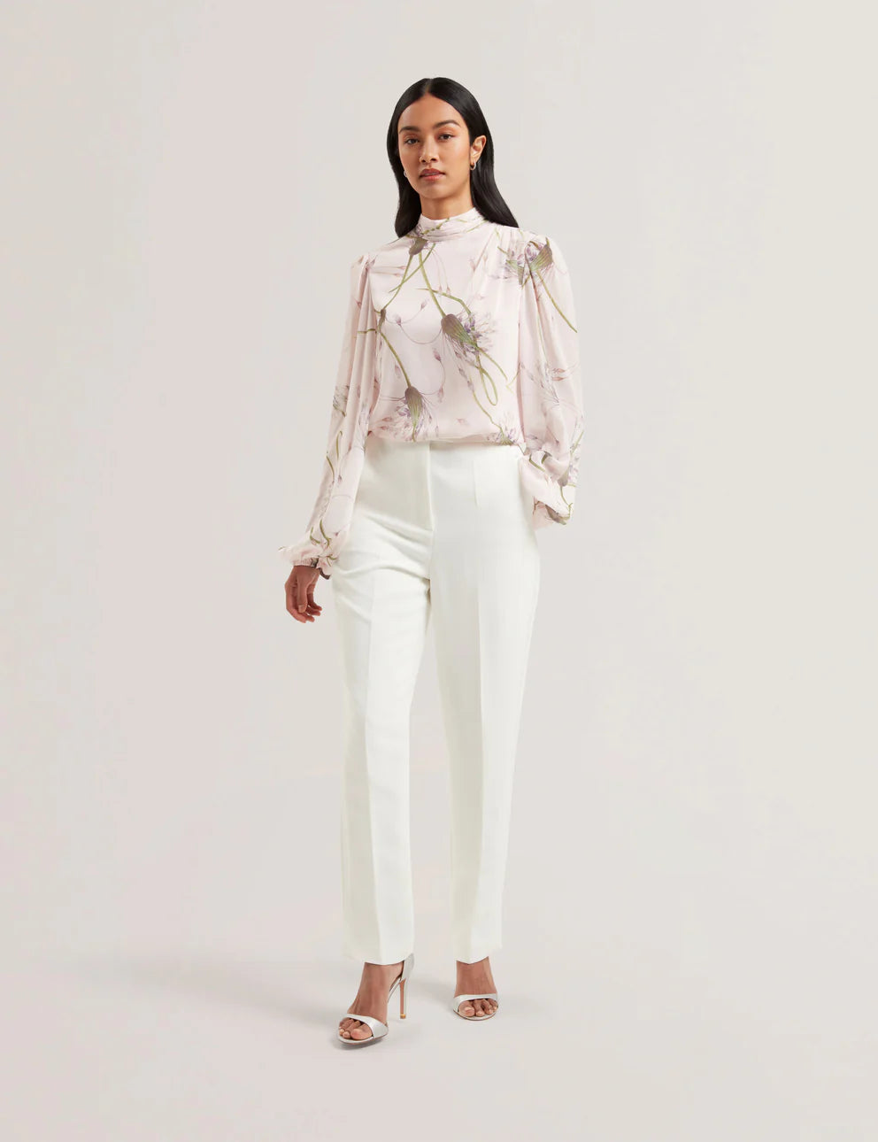 Women's ALATI-Printed Tie Neck Long Sleeve Blouse