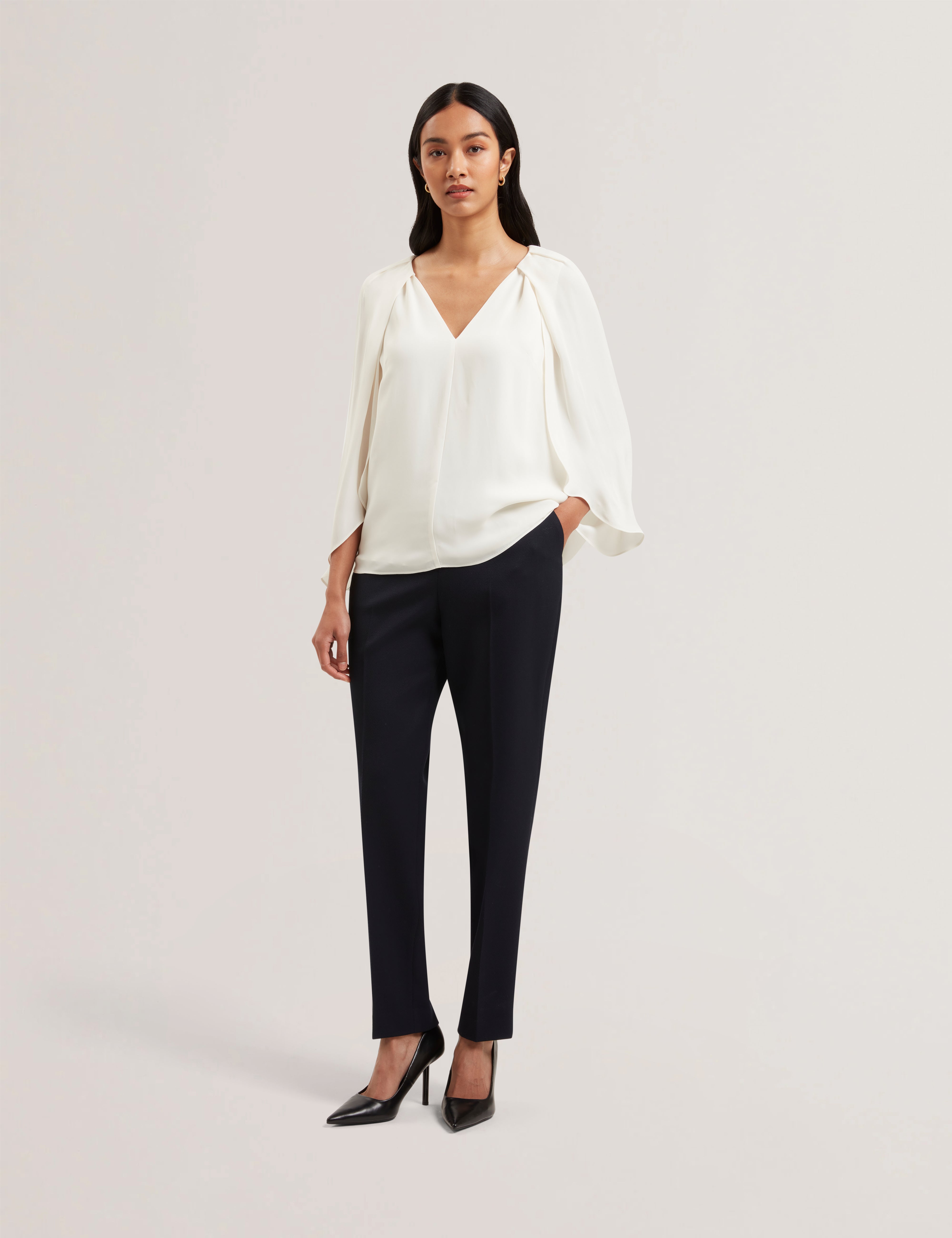 Women's EVROS-V-neck Capelet Sleeve Blouse