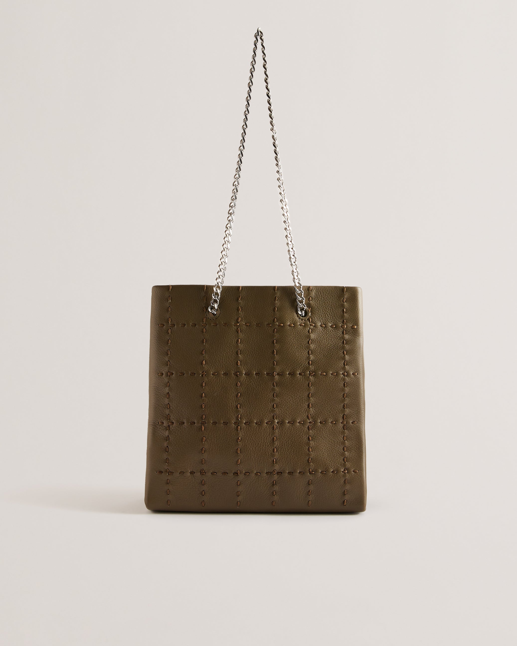 Women's Stalia-Checked Stitch Detail Small Bag Khaki