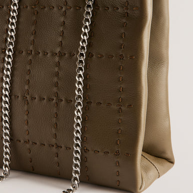 Women's Stalia-Checked Stitch Detail Small Bag Khaki