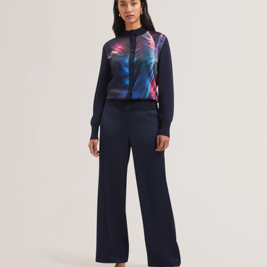 Women's PAULEAN-Woven Front Knitted Cardigan