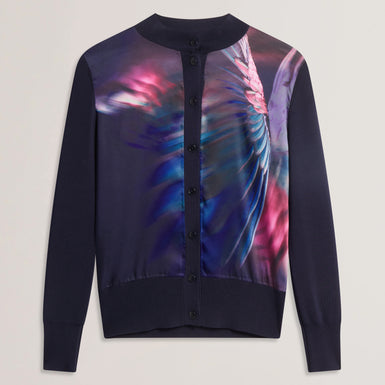 Women's PAULEAN-Woven Front Knitted Cardigan