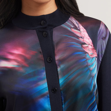 Women's PAULEAN-Woven Front Knitted Cardigan