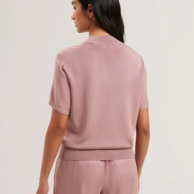 Women's ANYAAA-Cupro Woven Front Short Sleeve Tee