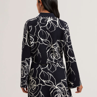 Women's AMELIHA-Knitted Jacquard Collared Cardigan Navy