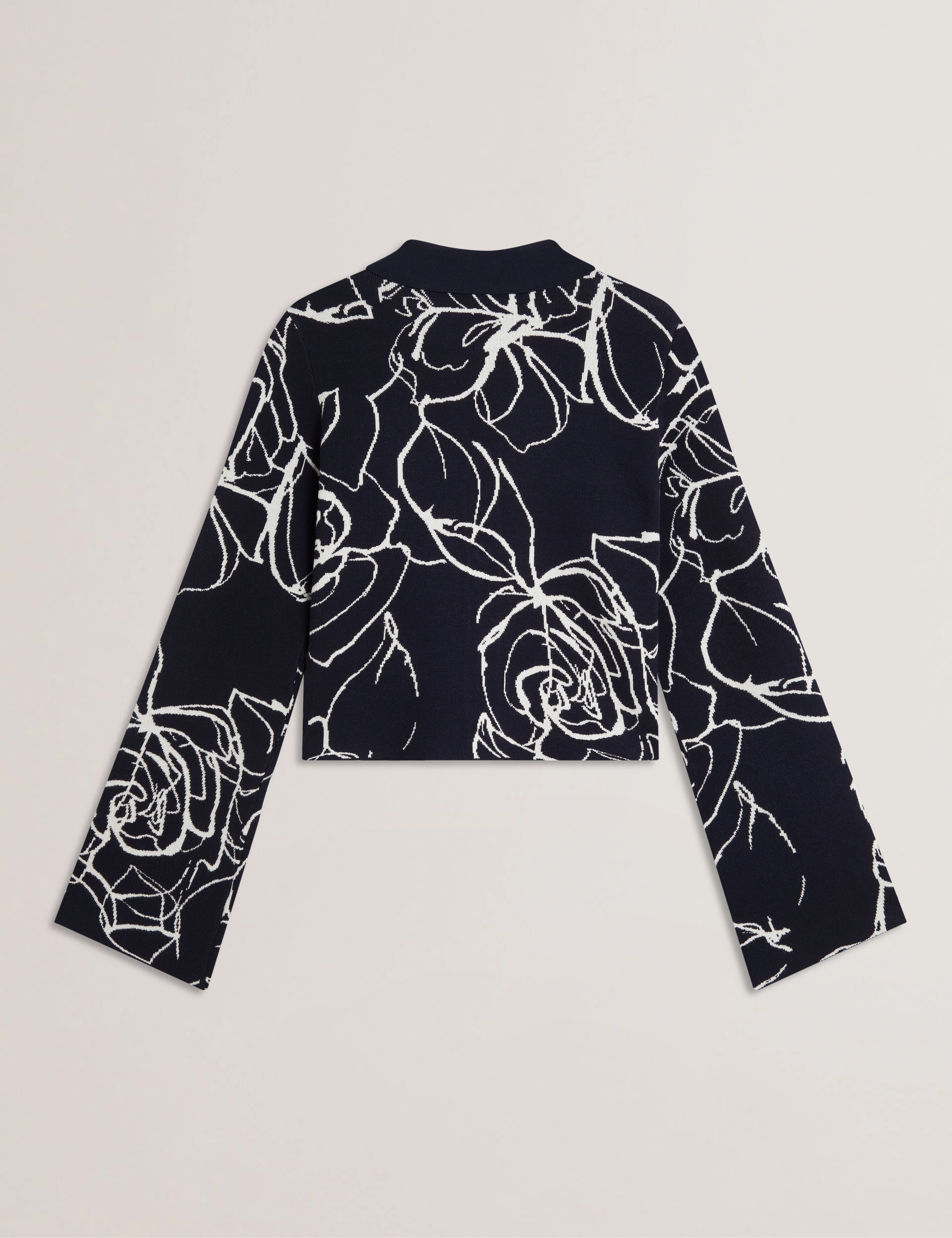 Women's AMELIHA-Knitted Jacquard Collared Cardigan Navy