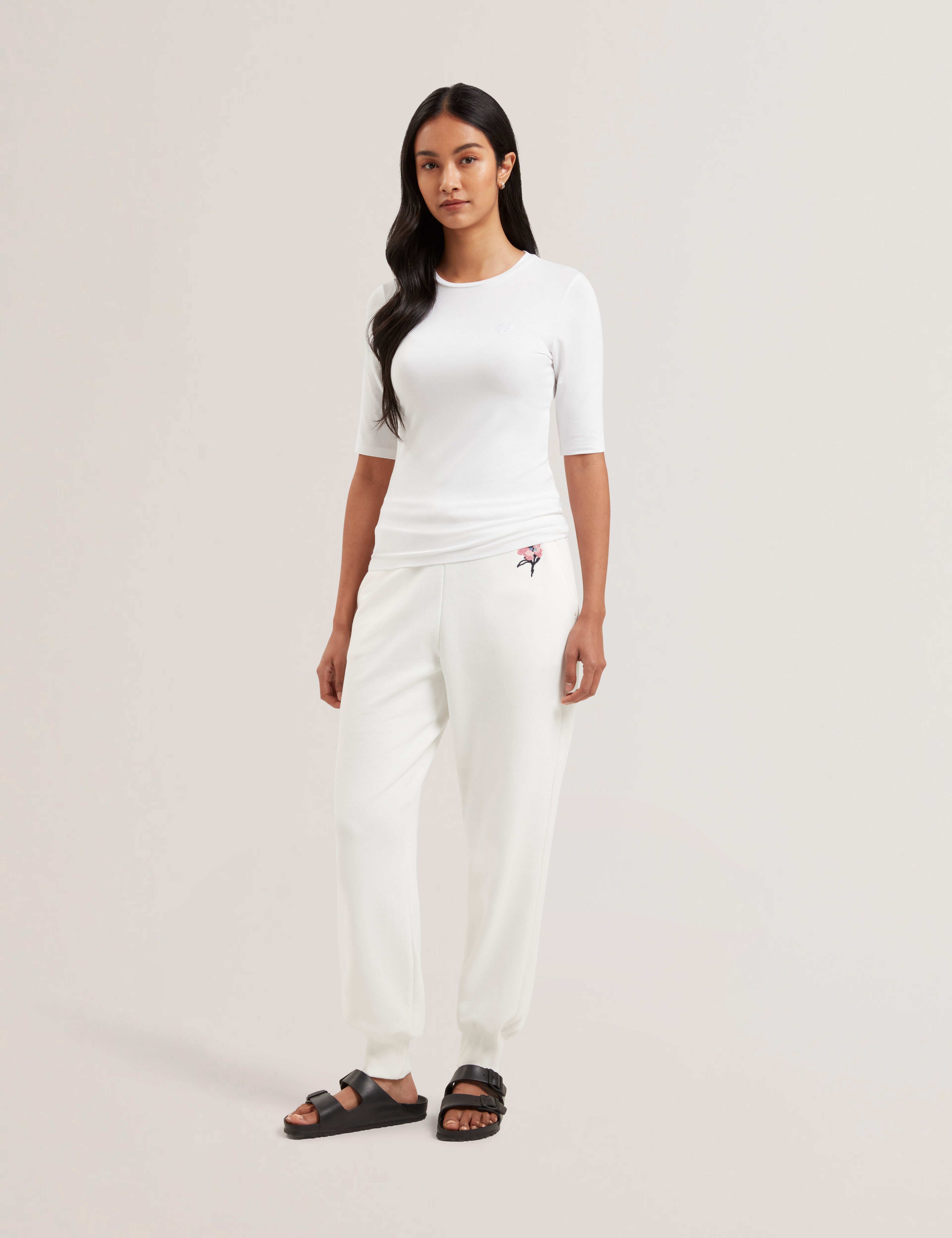 Womens CASY-Fitted Half Sleeve Chest Branded Tee Petal