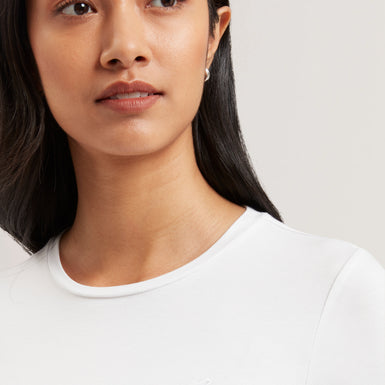 Womens CASY-Fitted Half Sleeve Chest Branded Tee Petal