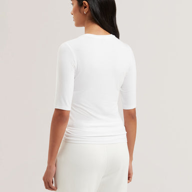 Womens CASY-Fitted Half Sleeve Chest Branded Tee Petal