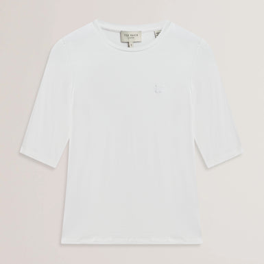 Womens CASY-Fitted Half Sleeve Chest Branded Tee Petal