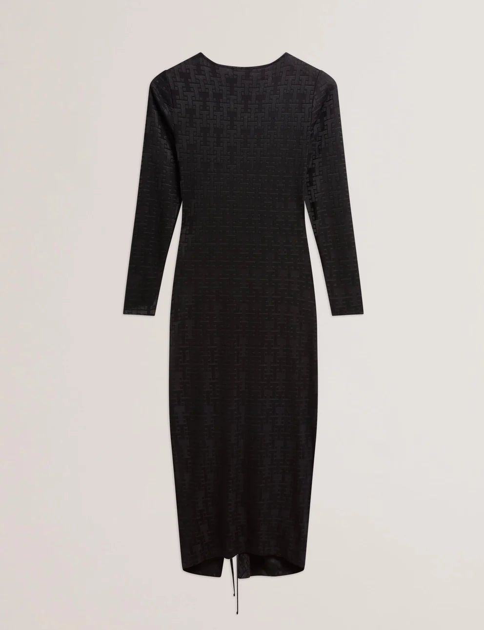 SHERLAY: Jacquard Bodycon Gathered Midi Dress