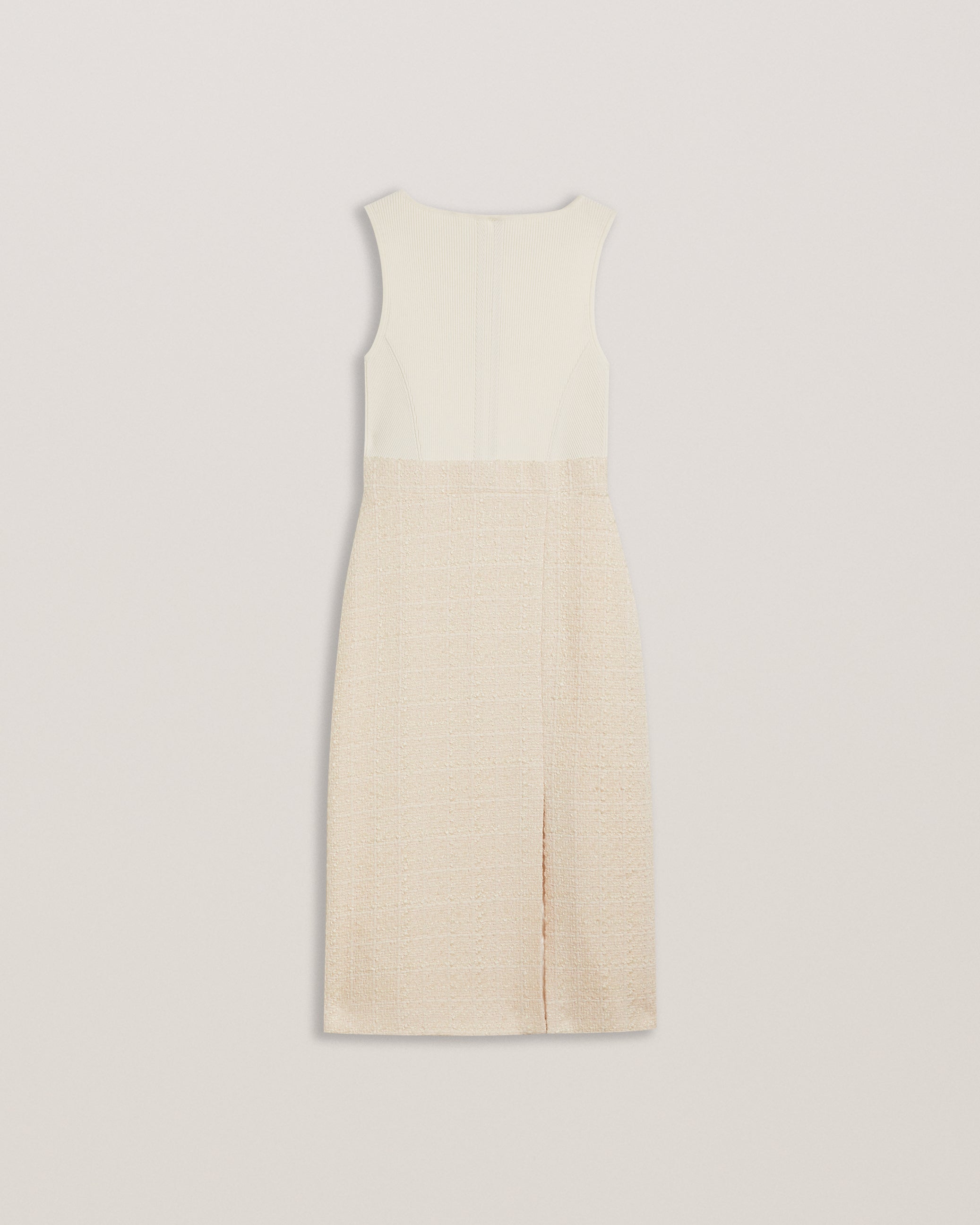 Women's Morim-Knit Bodice Boucle Mid Skirt Side Slit Ivory