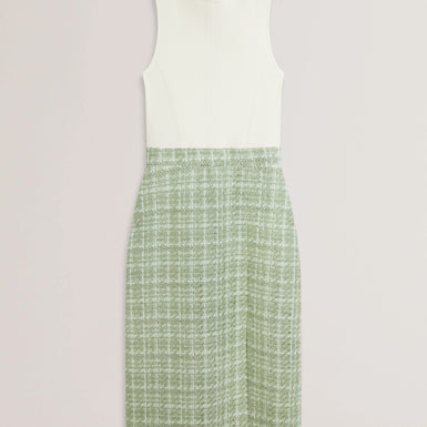 Women's MORIM-Knit Bodice Boucle Midi Skirt