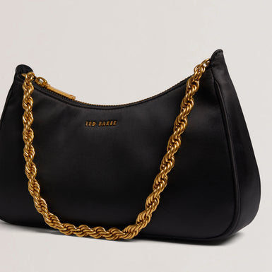 Women's AGNISE-Chain Detail Satin Shoulder Bag Black