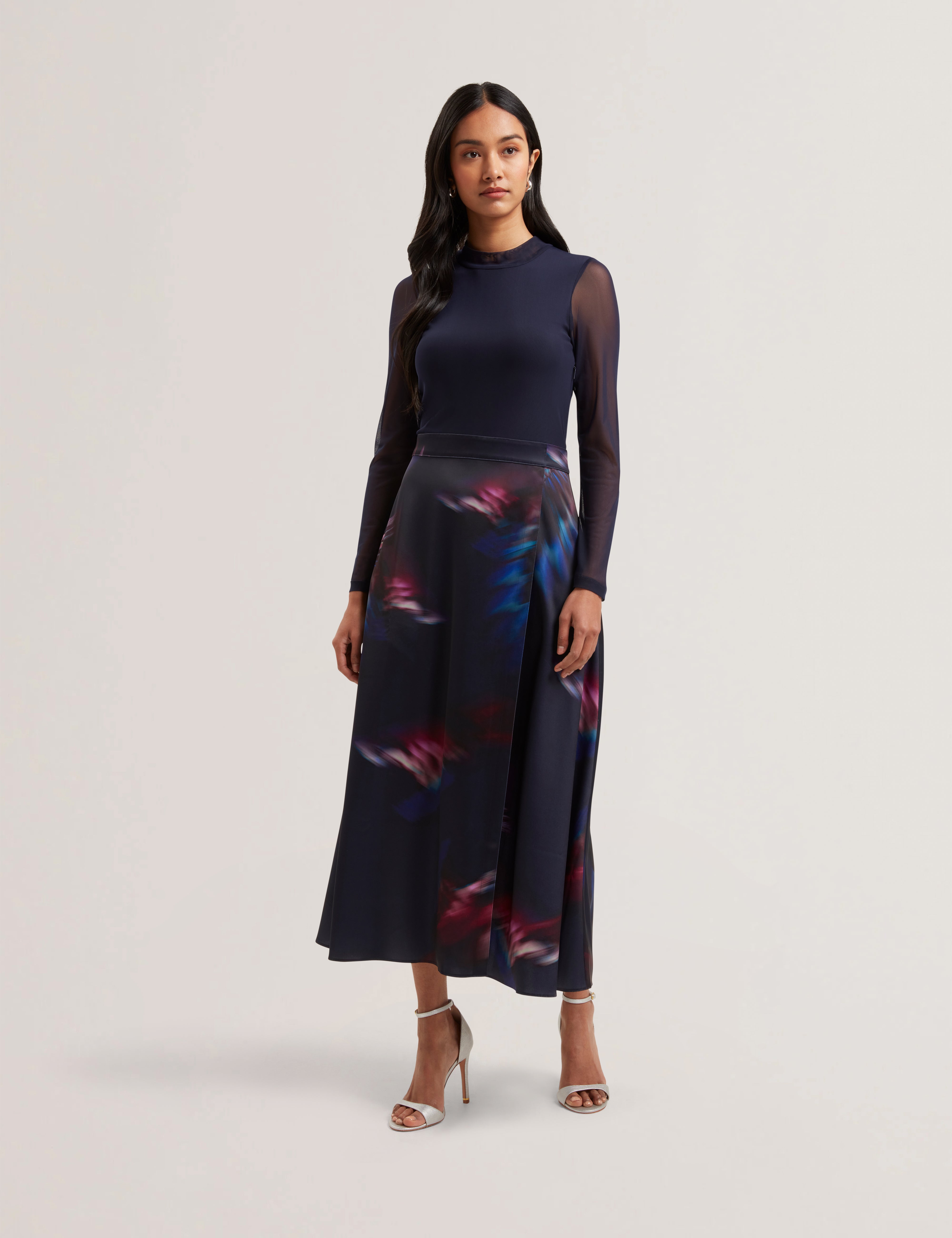 Womens LILABEL-Mesh Top Printed Skirt