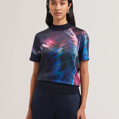 Women's MIMRAA-Woven Front Knitted Tee