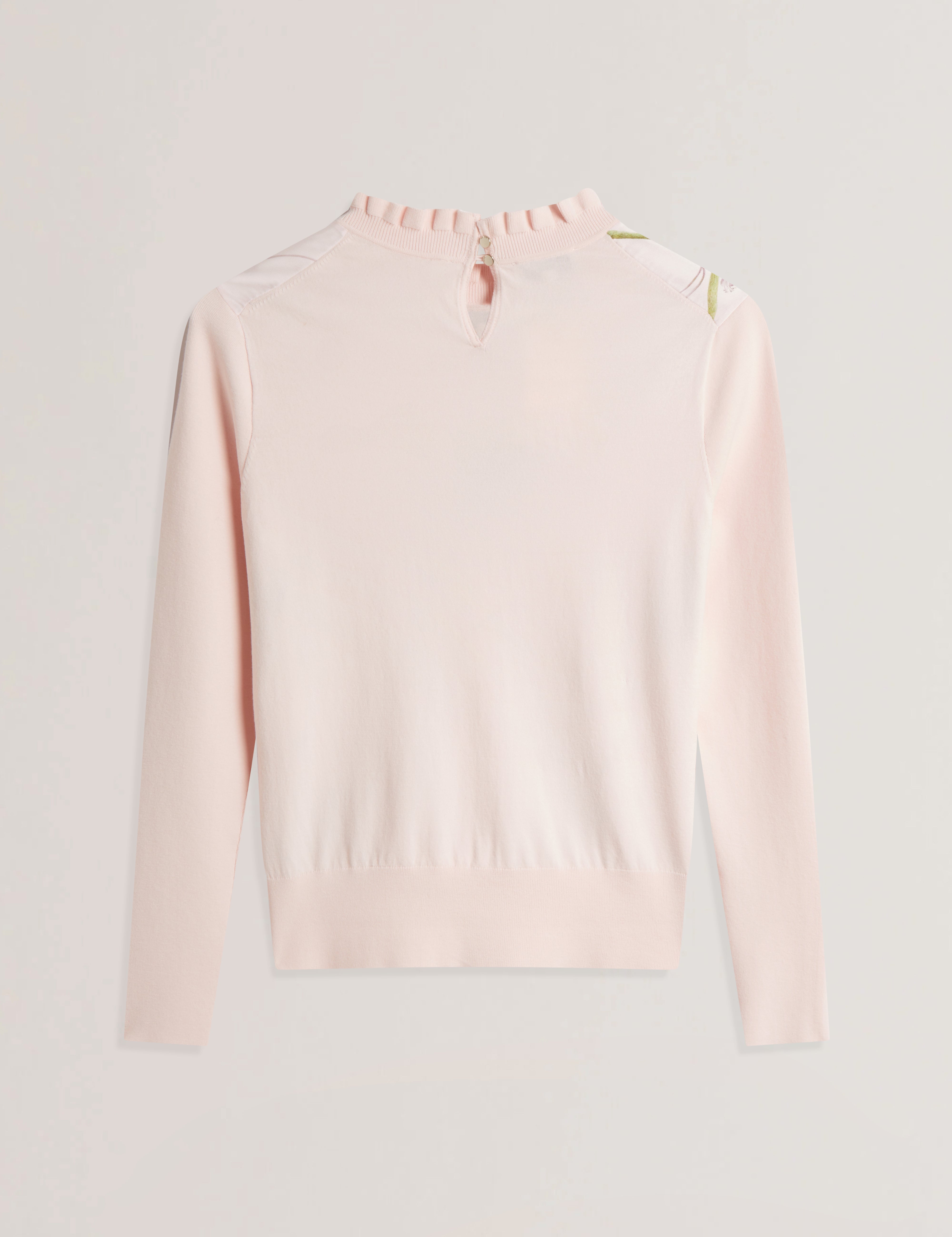 Women's VIVVYAN-Printed Woven Front High Neck Petal Pink