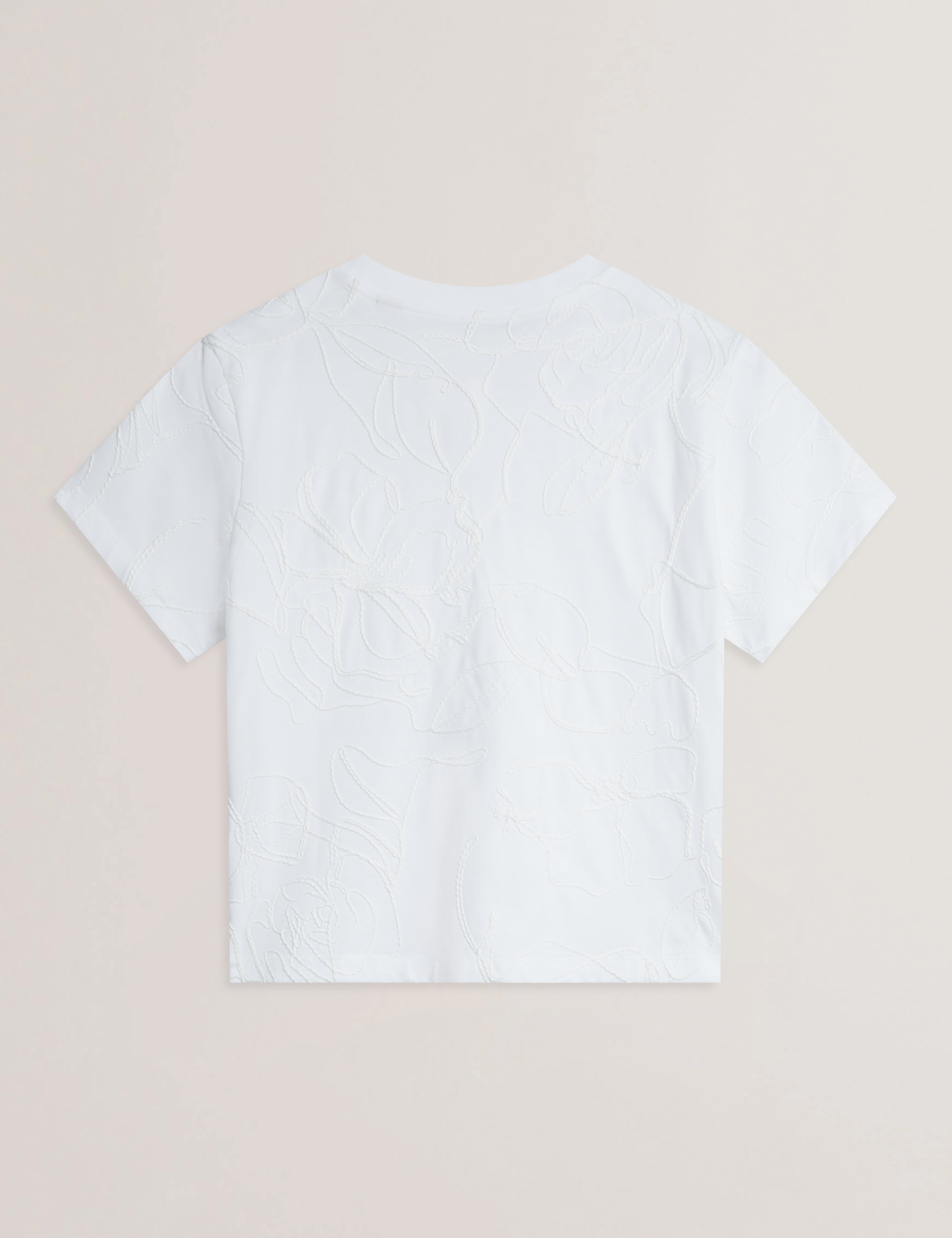 Women's AGALY-Short Sleeve All over Embroidered Boxy Tee Ivory