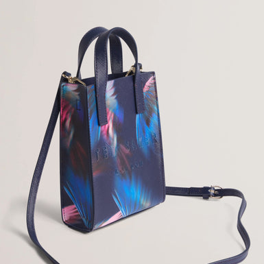 Women's FEACON-Feather Print Mini Icon Bag Navy