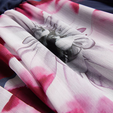 Women's Aracely-Printed LS Neck Tie  Mini Dress Navy