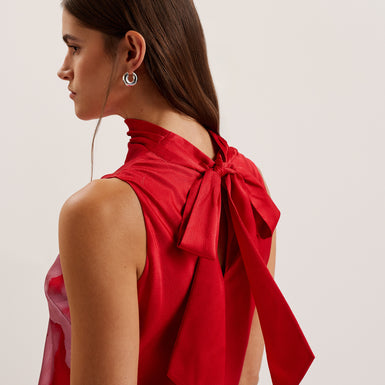 Women's Aliara-Printed Cowl Neck Midi Slip Dress Red