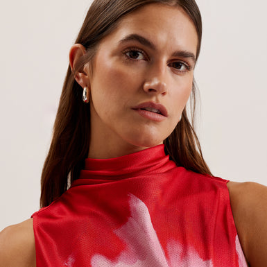 Women's Aliara-Printed Cowl Neck Midi Slip Dress Red