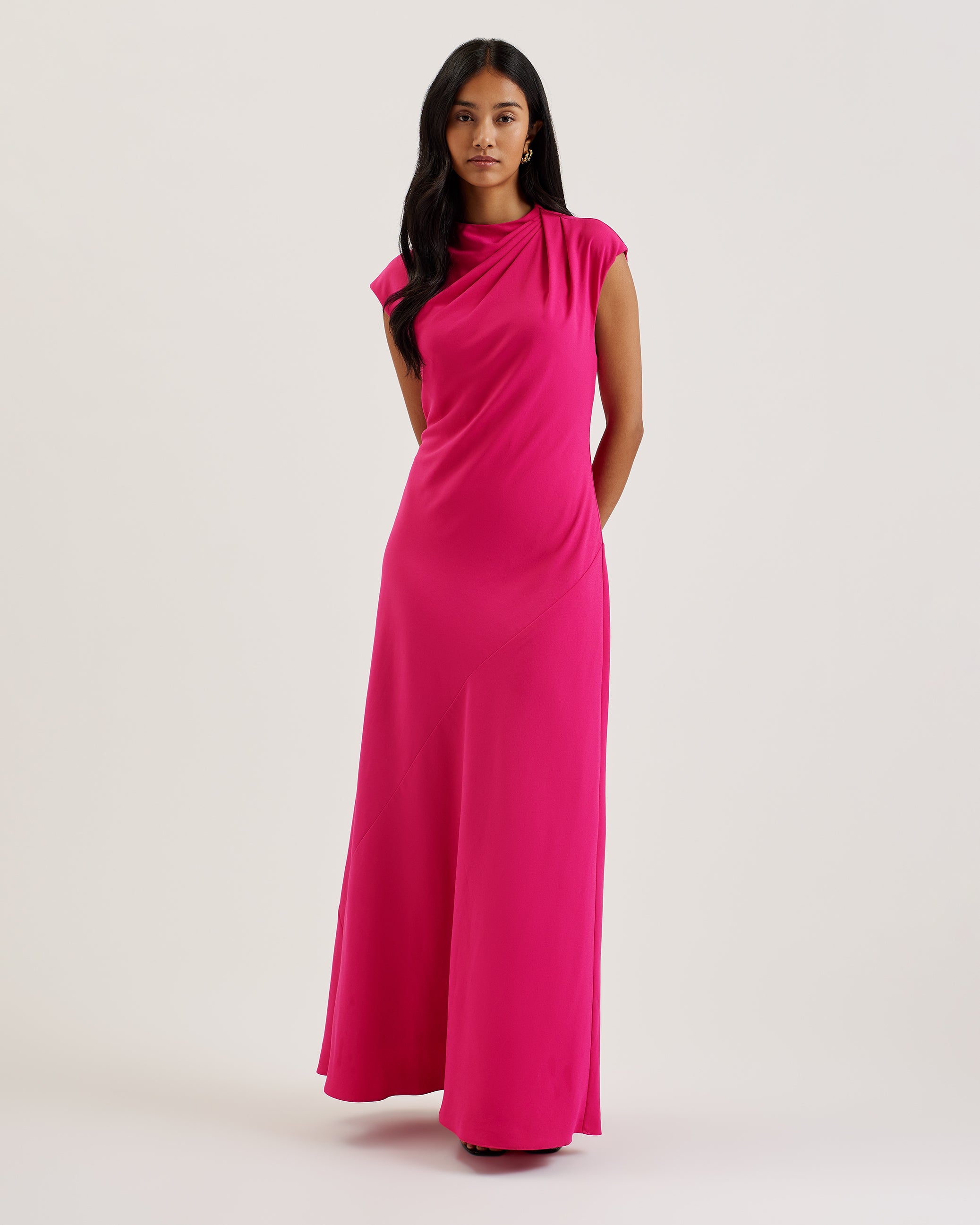 Women's Ereas-Drape Detail Slip Maxi Dress Pink