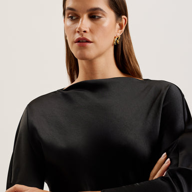 Women's Avelli-Curve Seam Detail Midi Dress Black