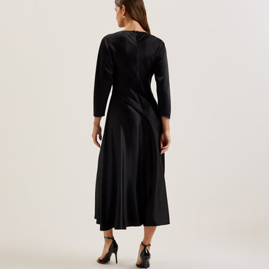 Women's Avelli-Curve Seam Detail Midi Dress Black