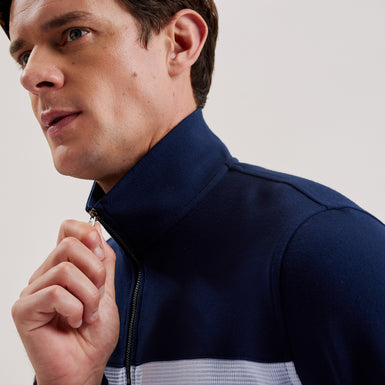 Men's Longman-Ombre Detail Half Zip Sweatshirt Navy