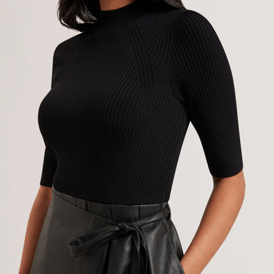 Women's MATTA-Faux Leather Skirt Knit Bodice