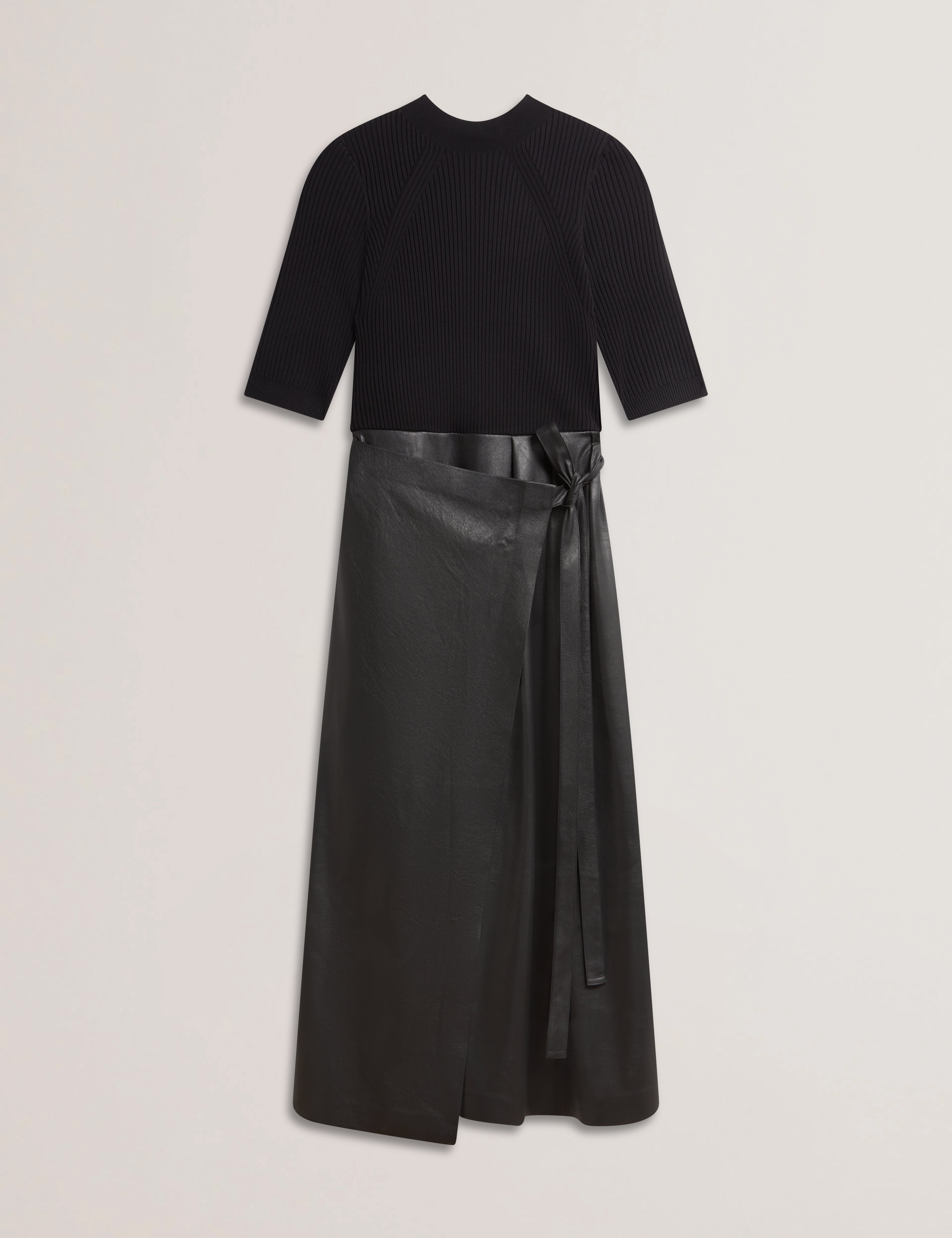 Women's MATTA-Faux Leather Skirt Knit Bodice