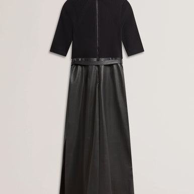 Women's MATTA-Faux Leather Skirt Knit Bodice