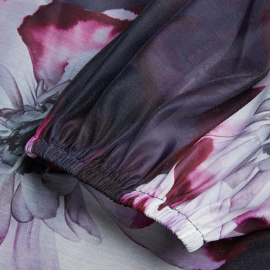 Women's Catalo-Printed Organza Top & Balloon Sleeves Navy