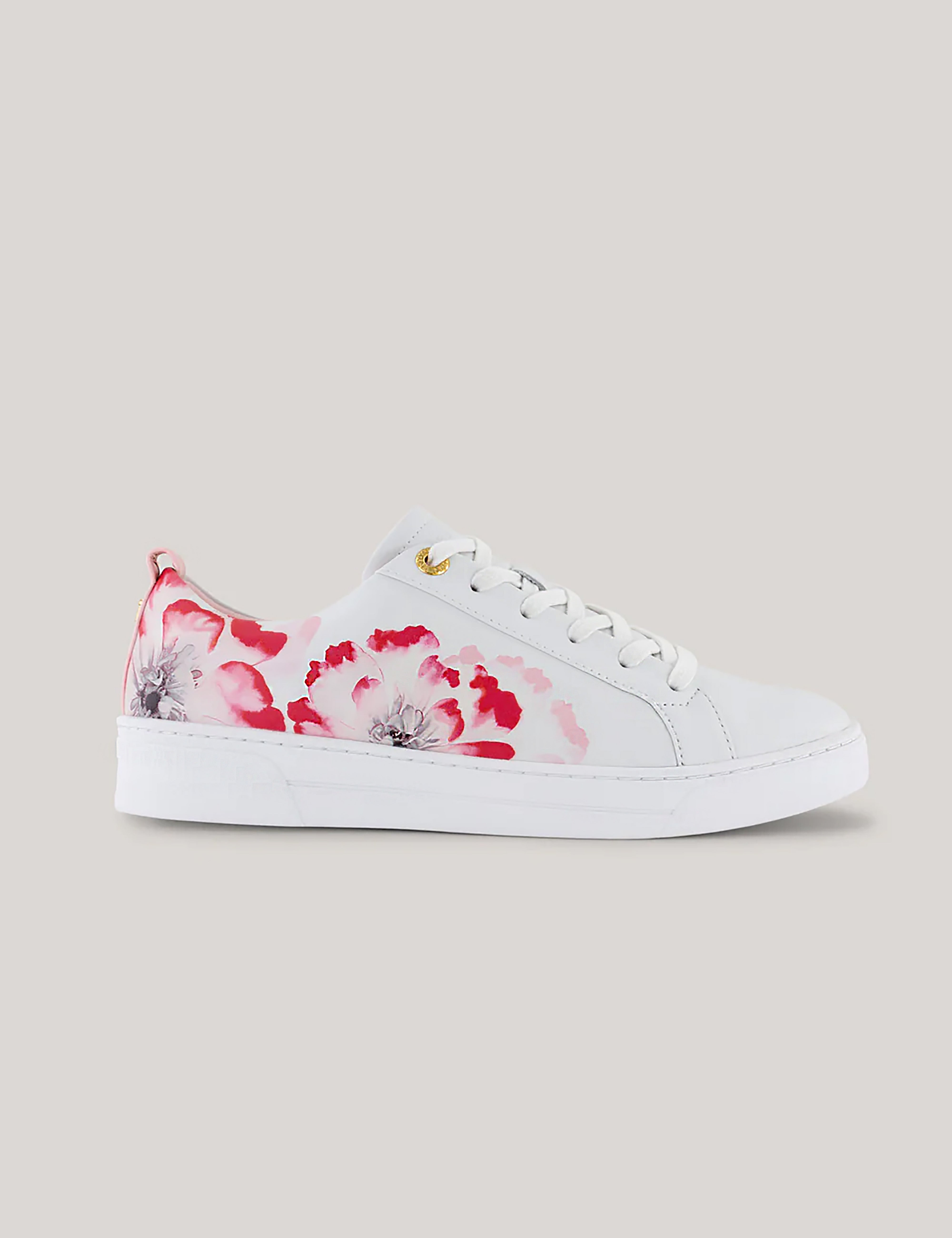 Women's Alisun-Bloom Leather Trainers White-Red