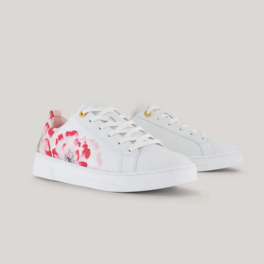 Women's Alisun-Bloom Leather Trainers White-Red