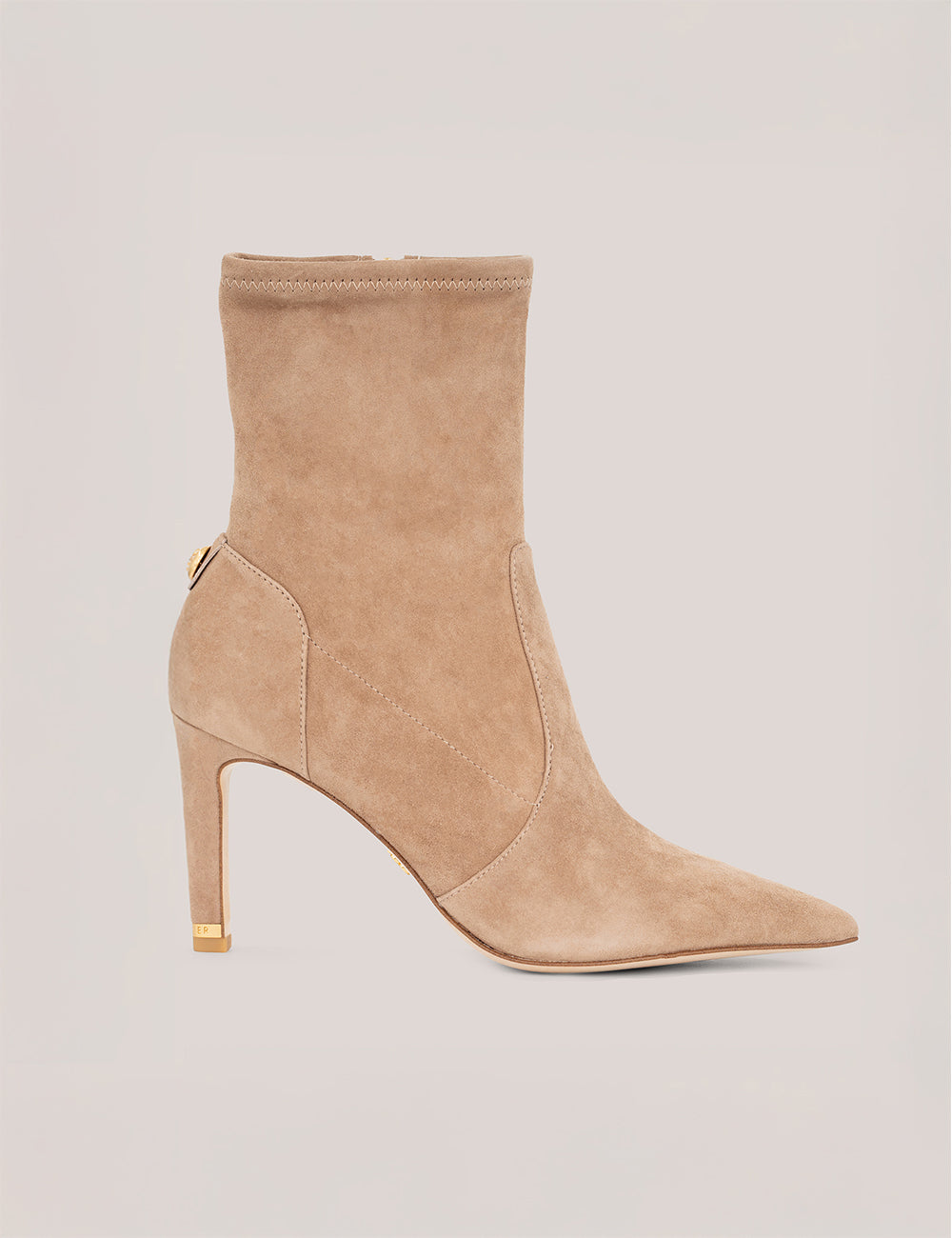 Women's PIPEER-Suede Heeled Sock Boot Tan