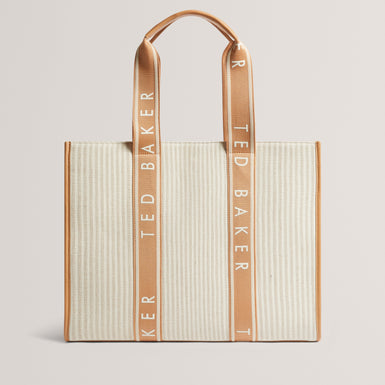 Women's HAYLLEE-Striped Canvas Large Icon Bag Camel